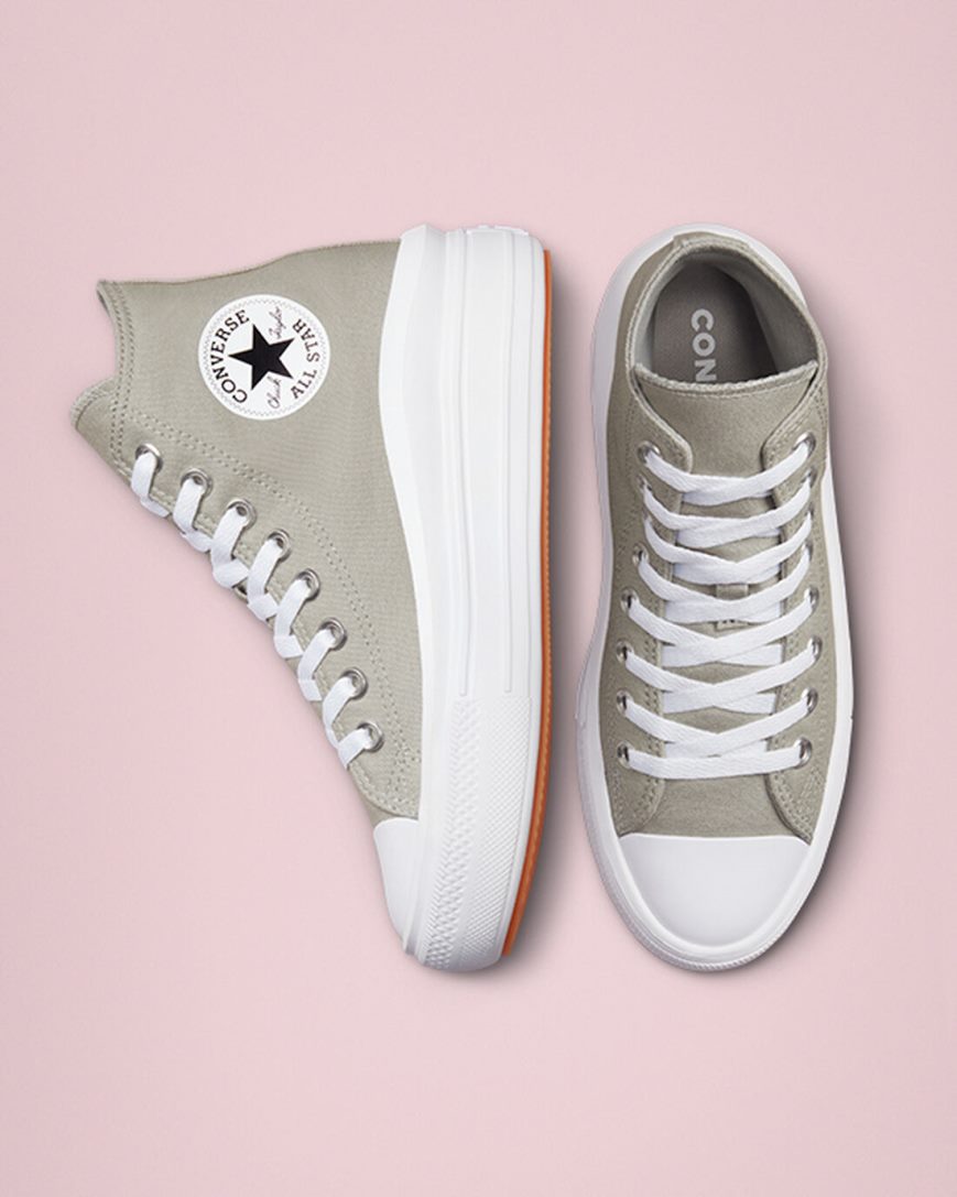 Women's Converse Chuck Taylor All Star Move High Top Platform Shoes Olive / White | AU 608E9H